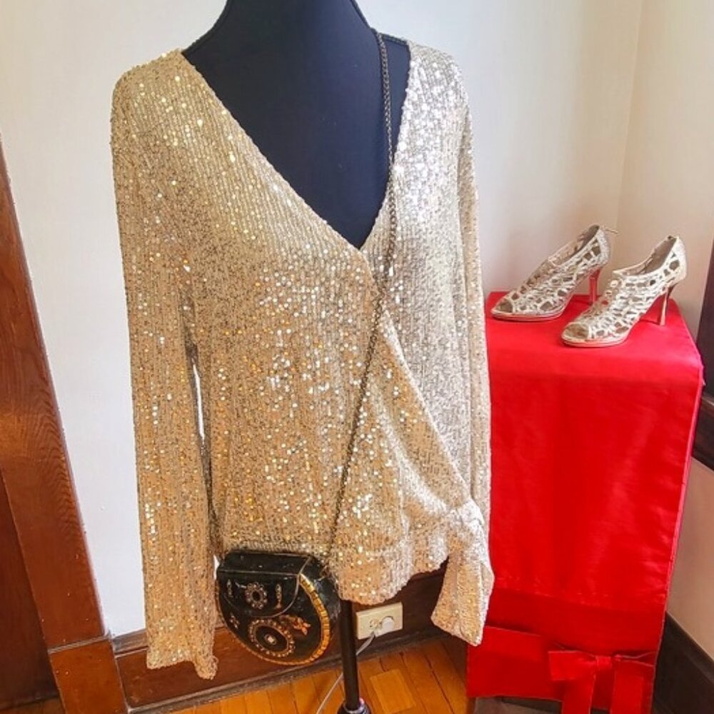 INC Co. Champagne Sparkle Blouse-Large